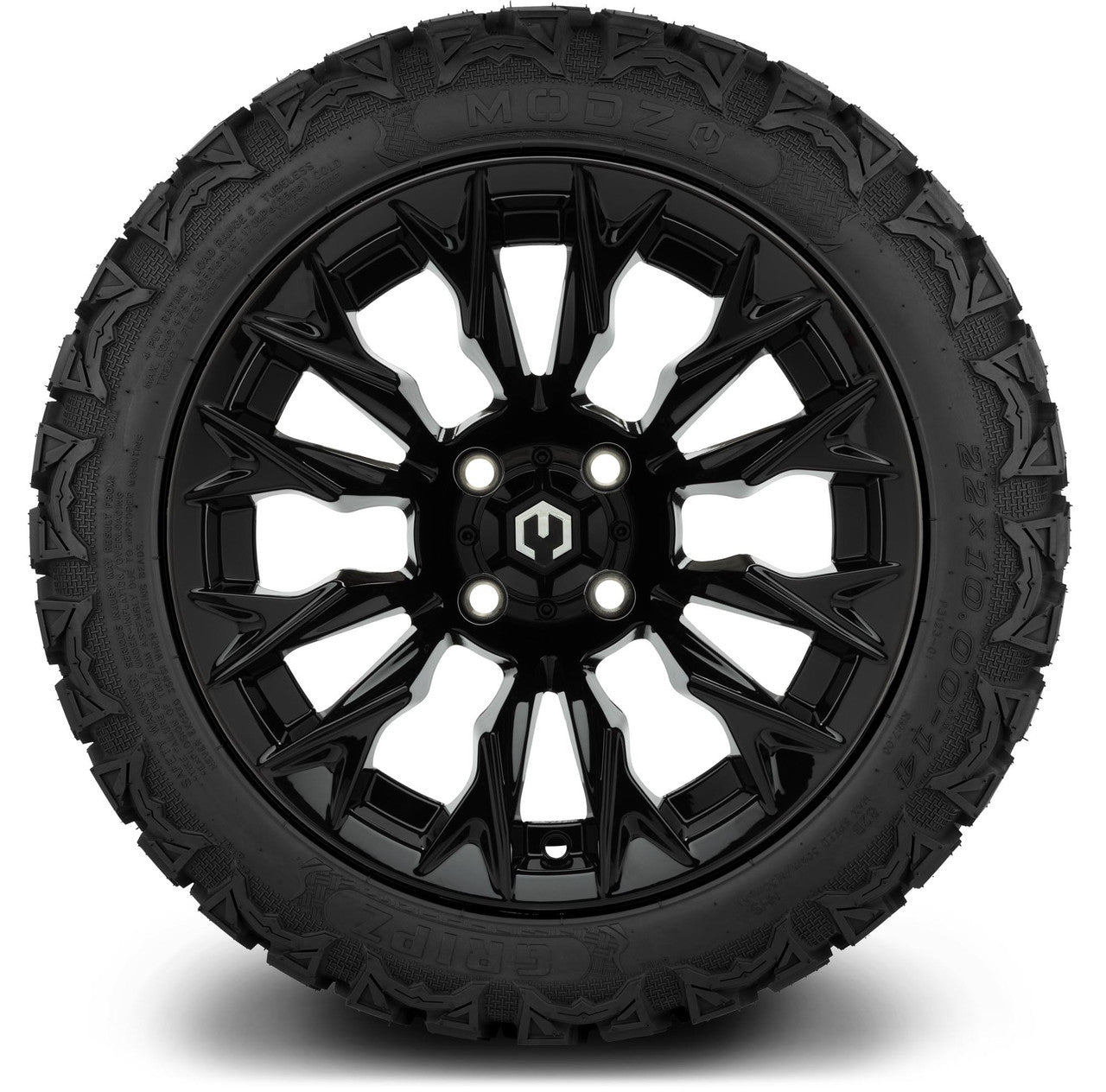 MODZ® 14" Falcon Glossy Black Wheels & Off-Road Tires Combo