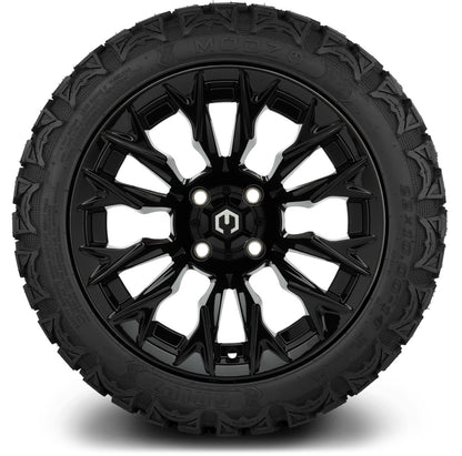MODZ® 14" Falcon Glossy Black Wheels & Off-Road Tires Combo