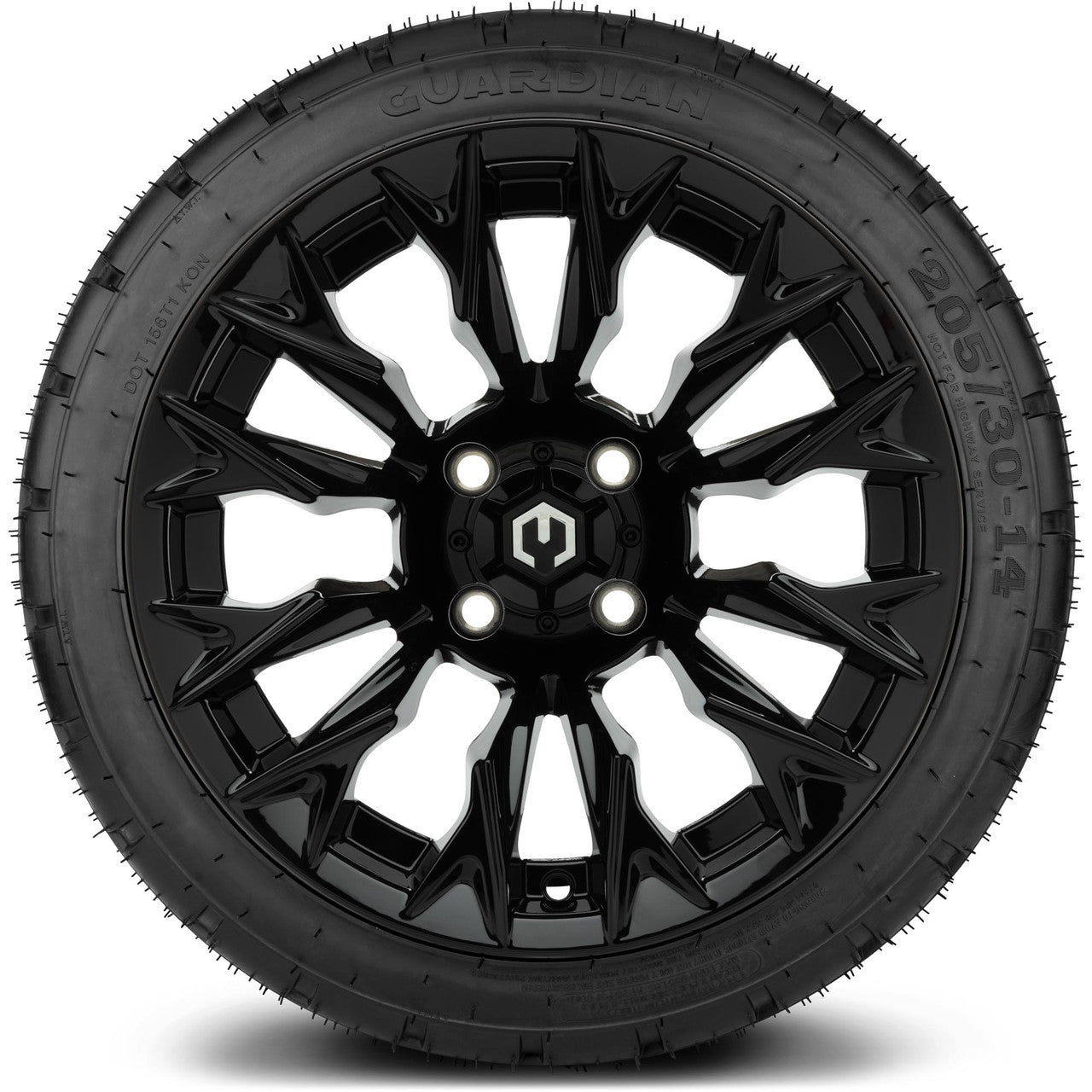 MODZ® 14" Falcon Glossy Black Wheels & Street Tires Combo