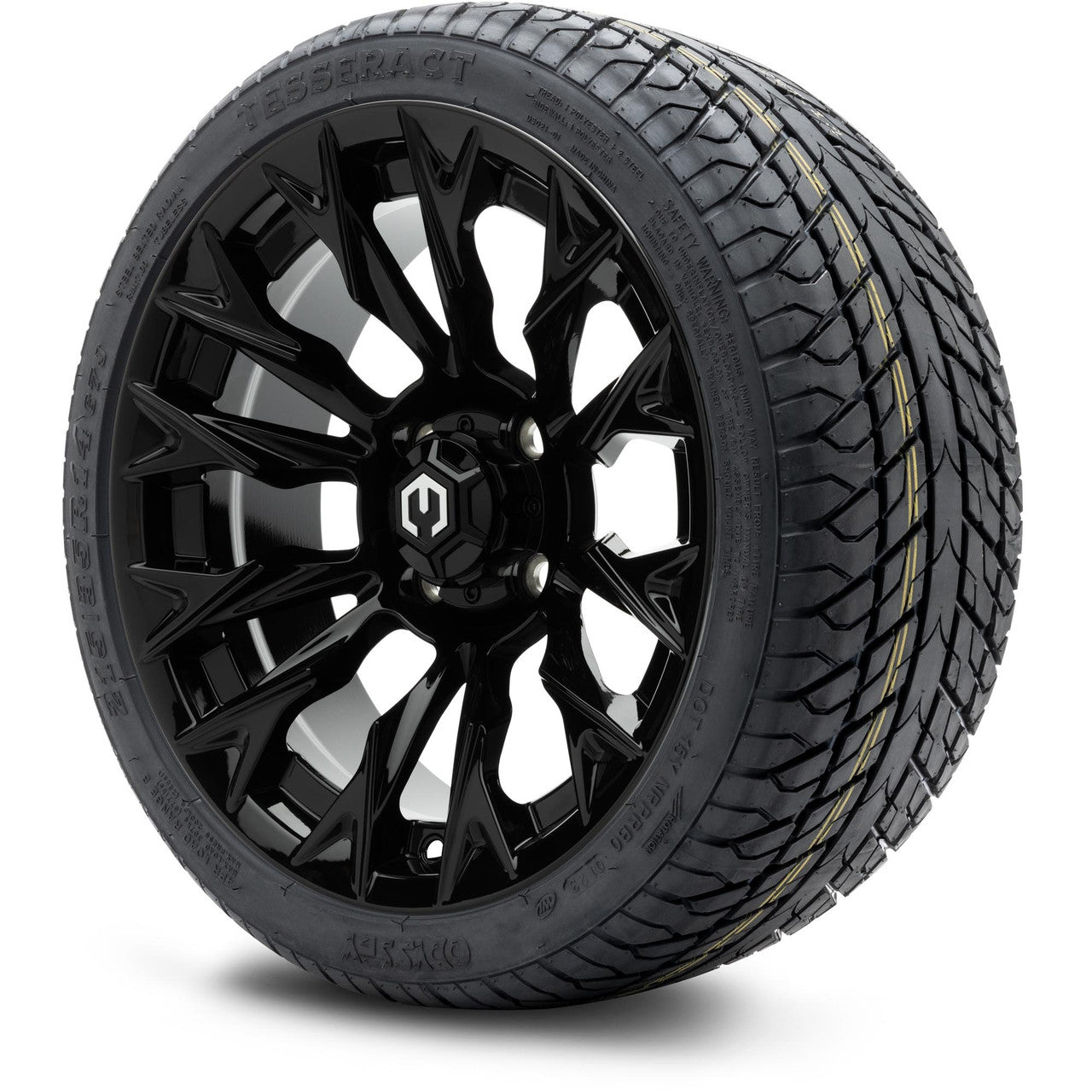 MODZ® 14" Falcon Glossy Black Wheels & Street Tires Combo