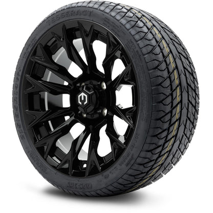 MODZ® 14" Falcon Glossy Black Wheels & Street Tires Combo