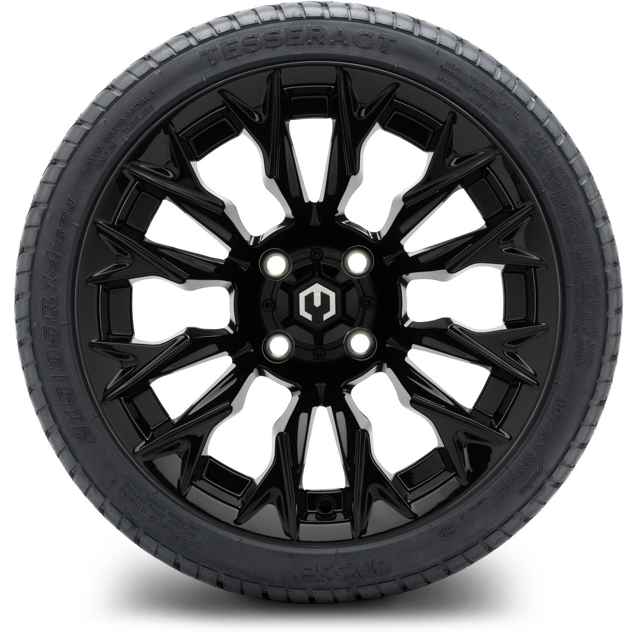 MODZ® 14" Falcon Glossy Black Wheels & Street Tires Combo