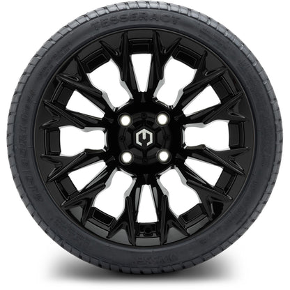 MODZ® 14" Falcon Glossy Black Wheels & Street Tires Combo