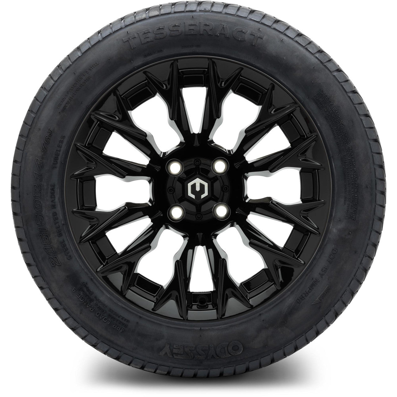 MODZ® 14" Falcon Glossy Black Wheels & Street Tires Combo