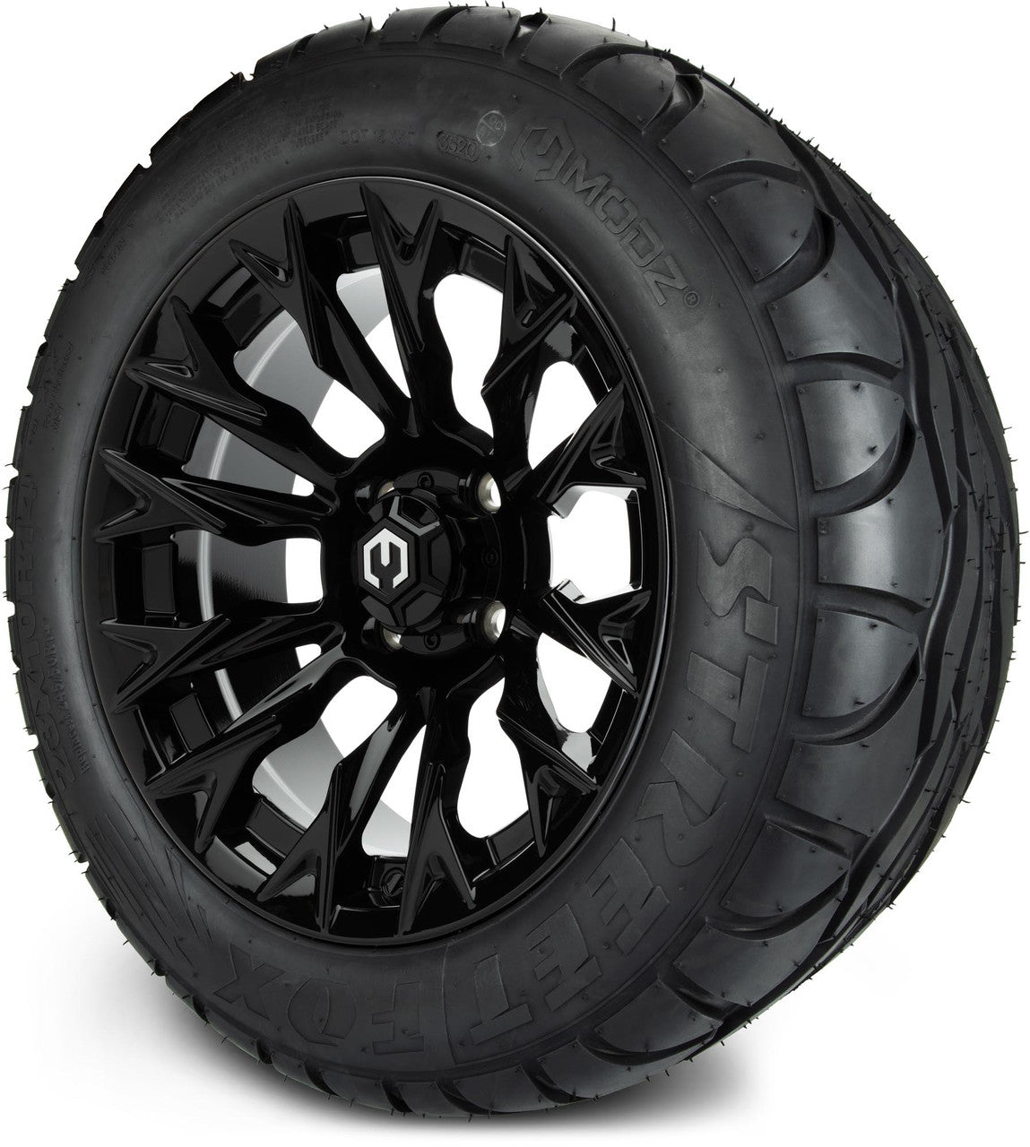 MODZ® 14" Falcon Glossy Black Wheels & Street Tires Combo