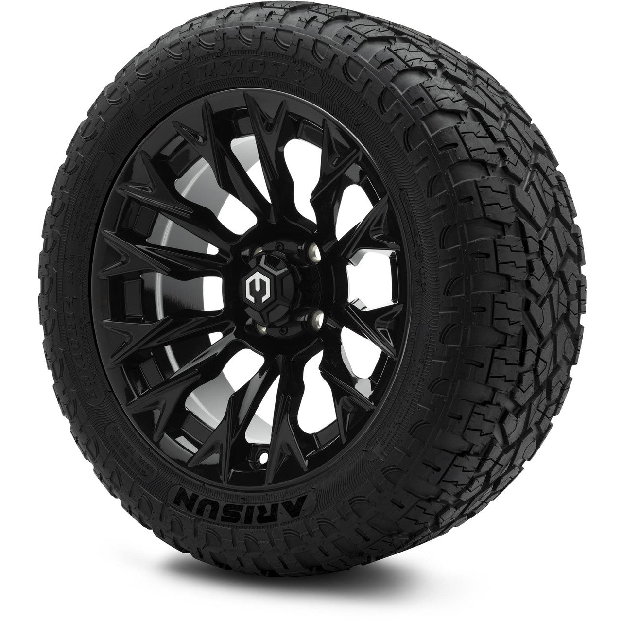 MODZ® 14" Falcon Glossy Black Wheels & Off-Road Tires Combo