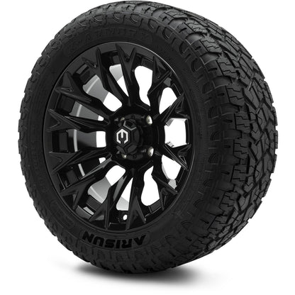 MODZ® 14" Falcon Glossy Black Wheels & Off-Road Tires Combo