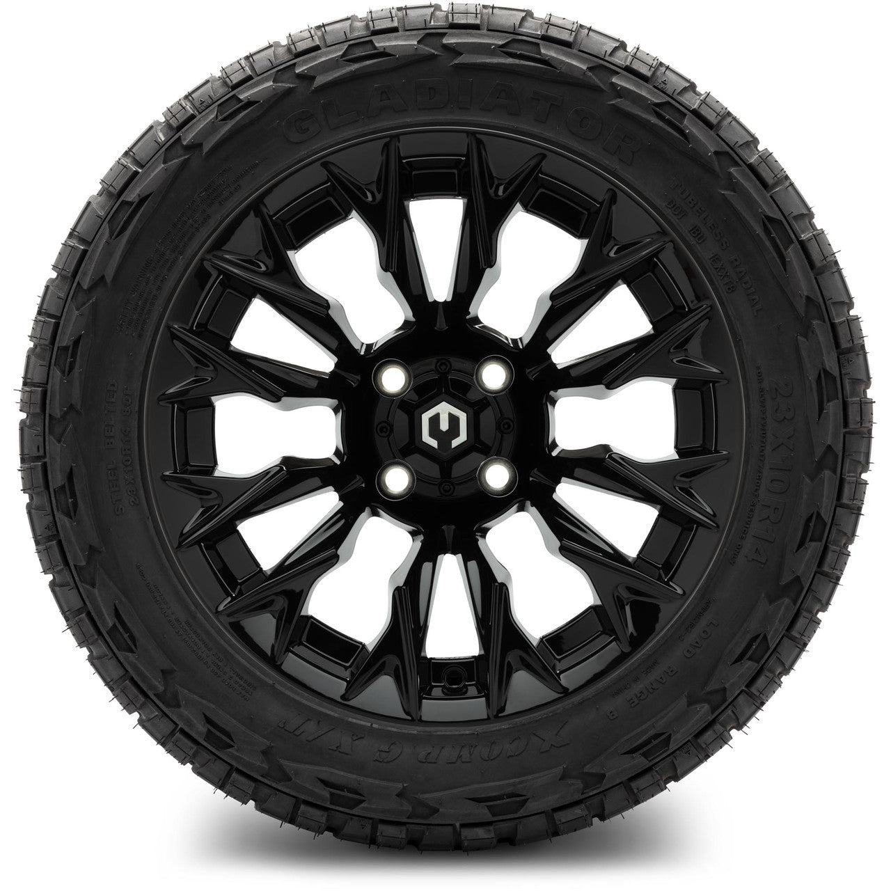 MODZ® 14" Falcon Glossy Black Wheels & Off-Road Tires Combo