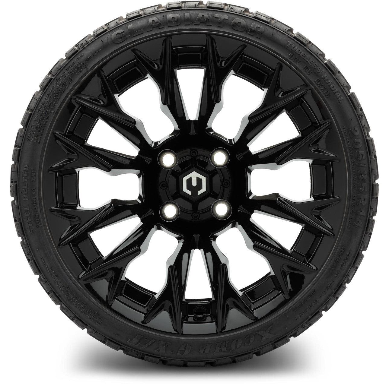 MODZ® 14" Falcon Glossy Black Wheels & Off-Road Tires Combo