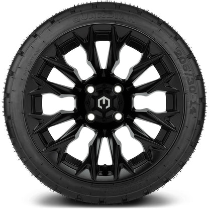 MODZ® 14" Falcon Matte Black Wheels & Street Tires Combo