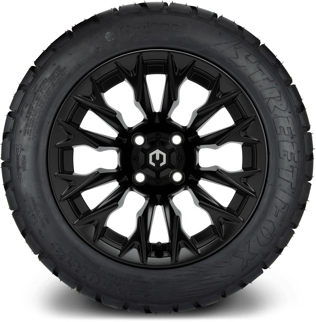 MODZ® 14" Falcon Matte Black Wheels & Street Tires Combo