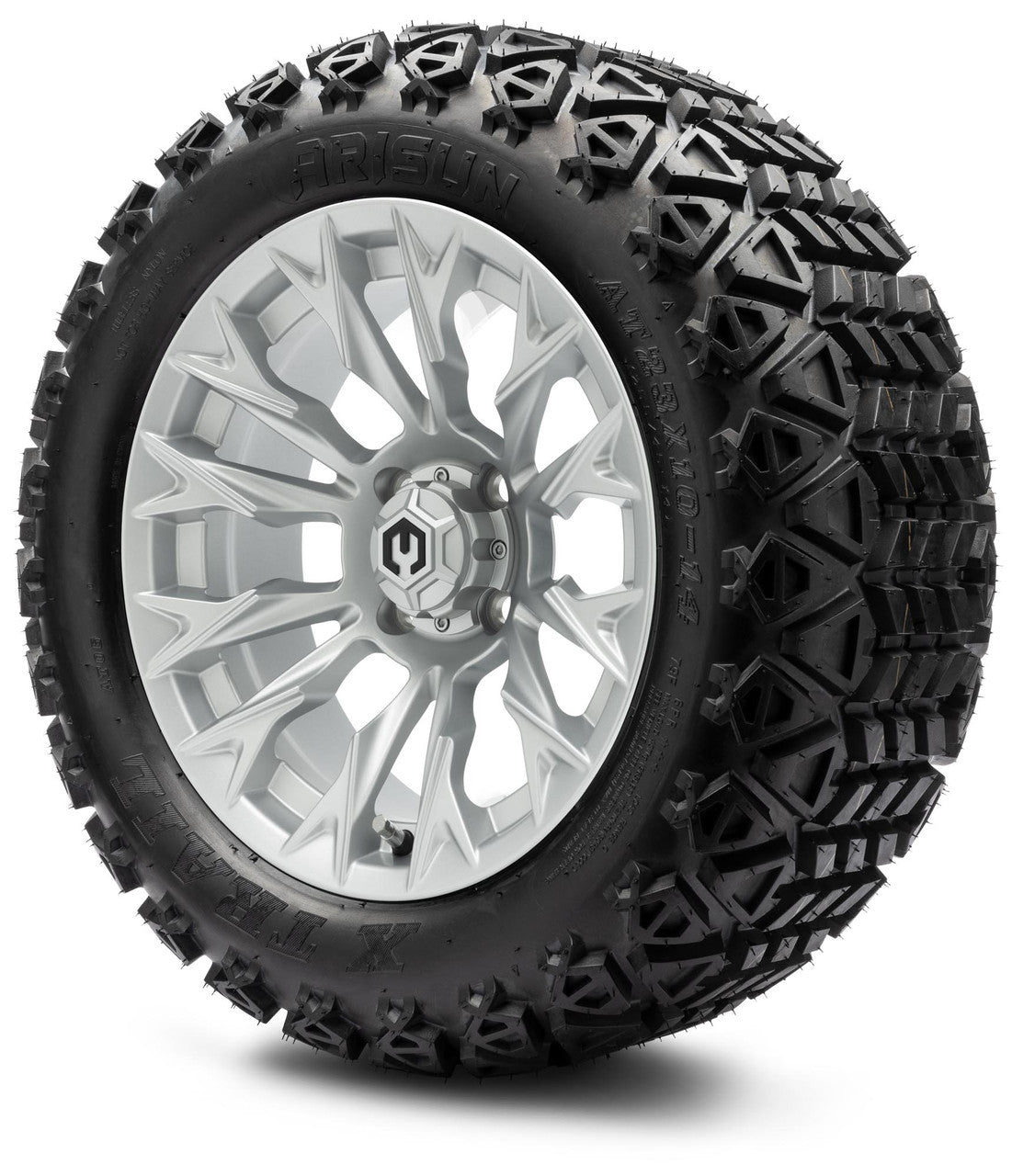 MODZ® 14" Falcon Silver Wheels & Off-Road Tires Combo