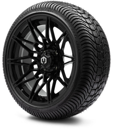MODZ® 14" Galaxy Glossy Black Wheels & Street Tires Combo