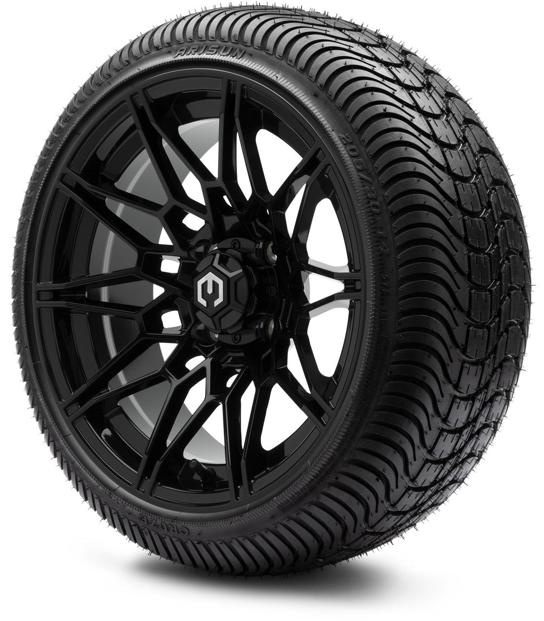 MODZ® 14" Galaxy Glossy Black Wheels & Street Tires Combo