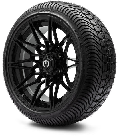 MODZ® 14" Galaxy Glossy Black Wheels & Street Tires Combo
