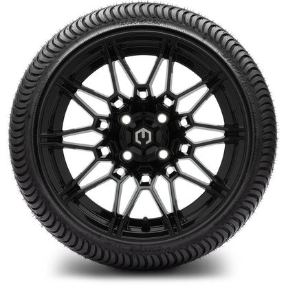 MODZ® 14" Galaxy Glossy Black Wheels & Street Tires Combo