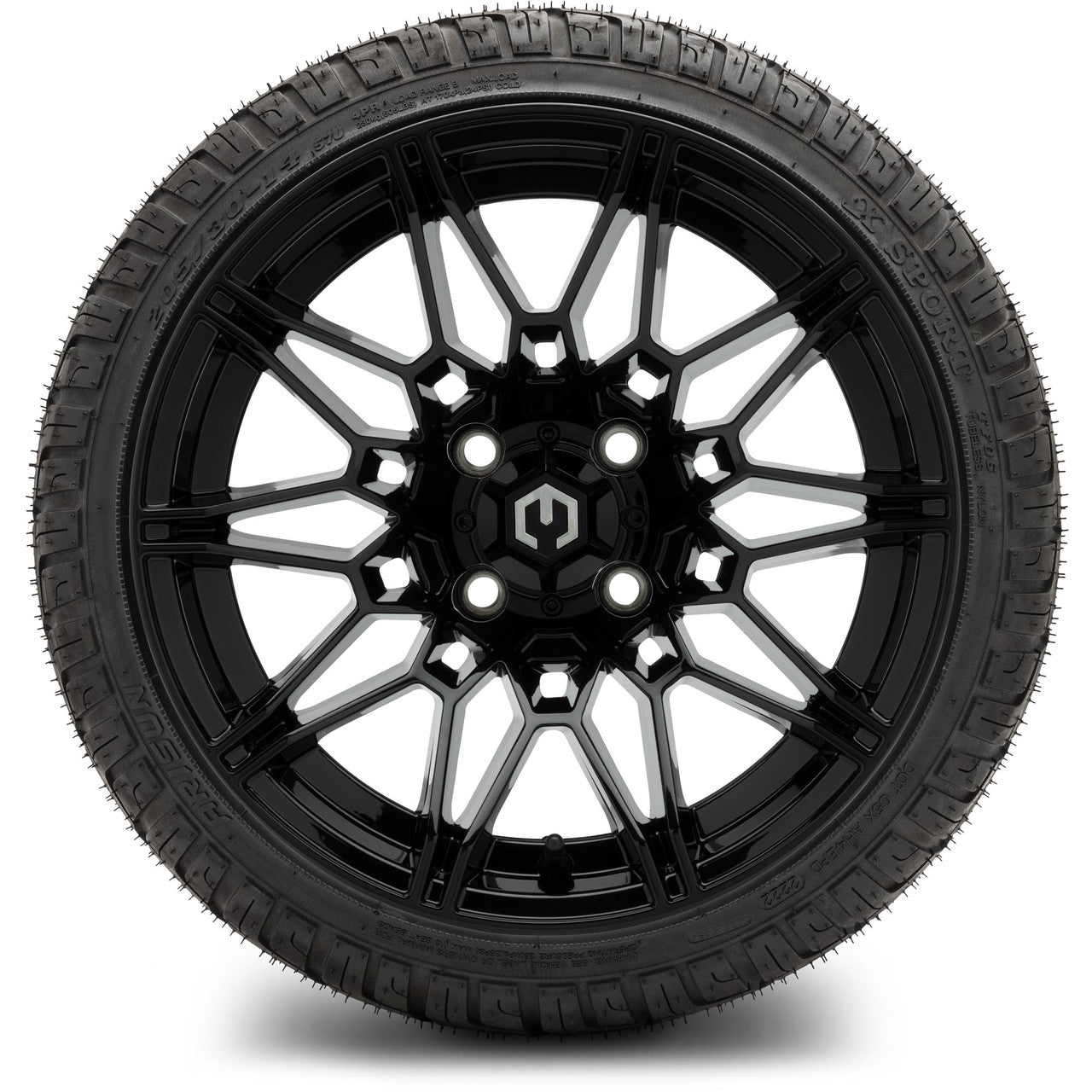 MODZ® 14" Galaxy Glossy Black Wheels & Street Tires Combo