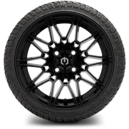 MODZ® 14" Galaxy Glossy Black Wheels & Street Tires Combo