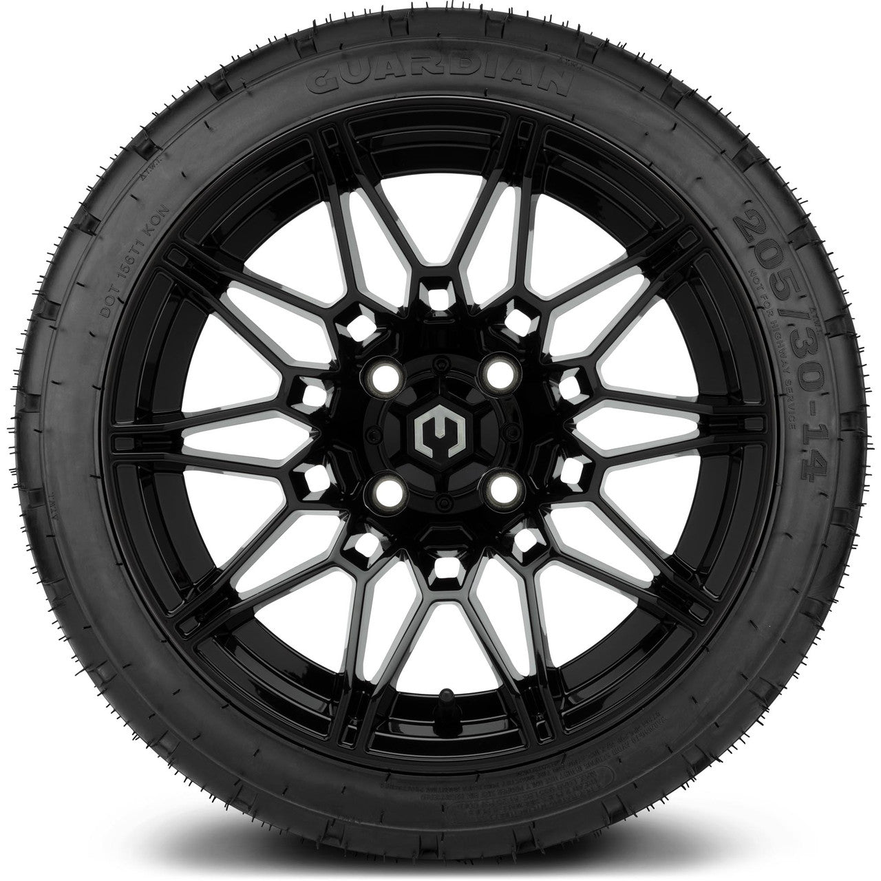 MODZ® 14" Galaxy Glossy Black Wheels & Street Tires Combo