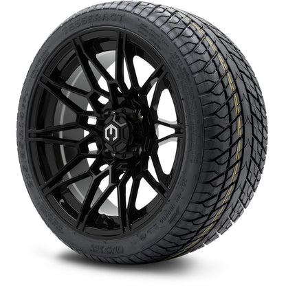 MODZ® 14" Galaxy Glossy Black Wheels & Street Tires Combo