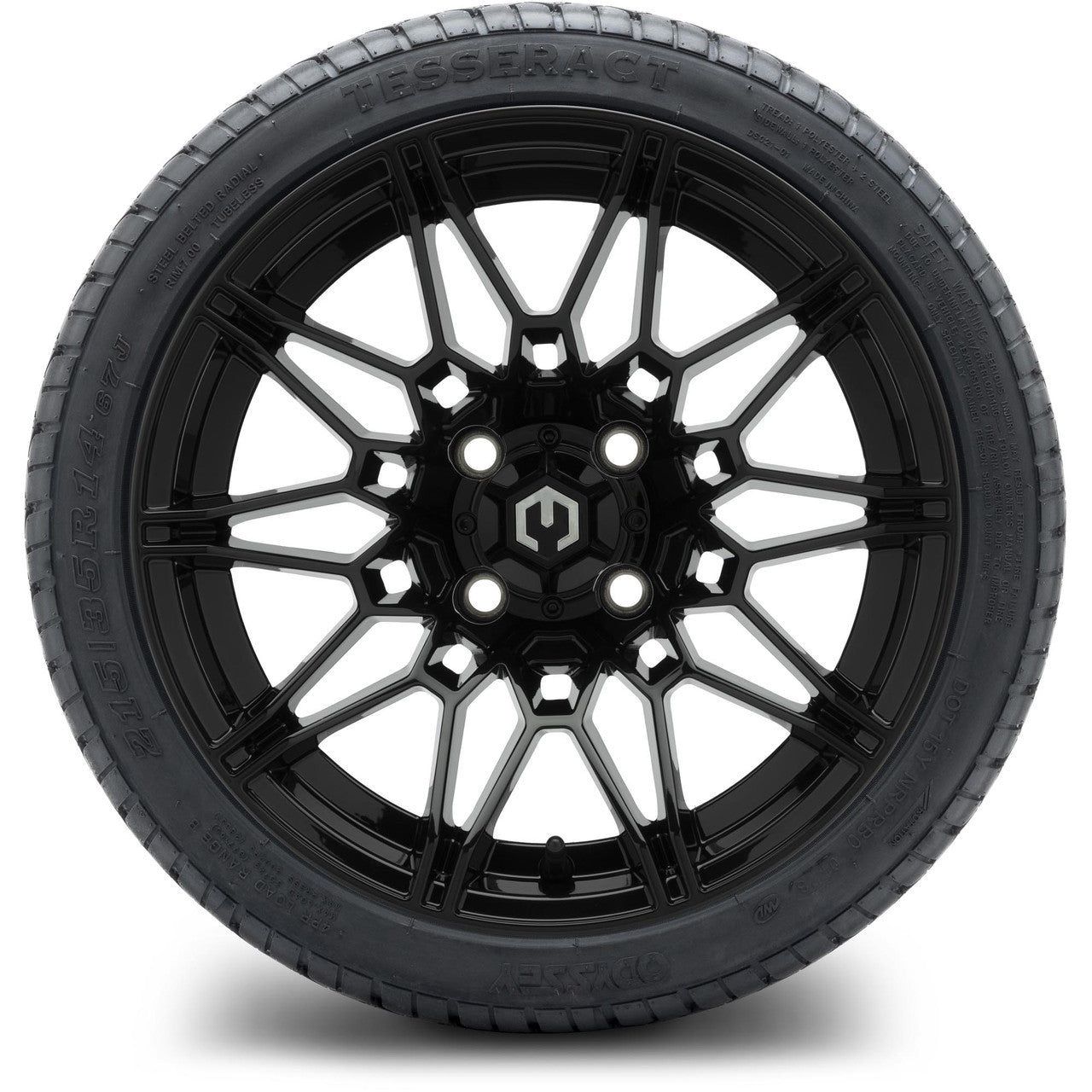 MODZ® 14" Galaxy Glossy Black Wheels & Street Tires Combo