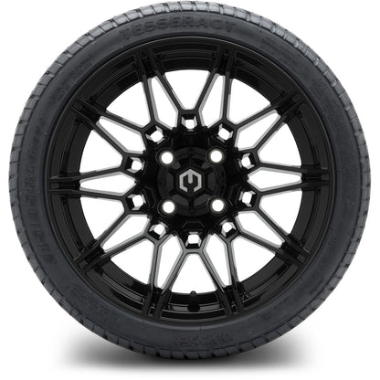 MODZ® 14" Galaxy Glossy Black Wheels & Street Tires Combo