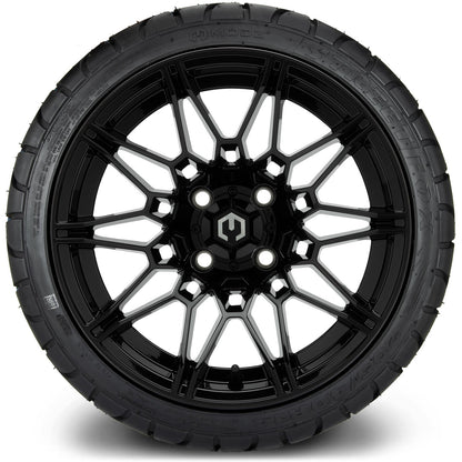 MODZ® 14" Galaxy Glossy Black Wheels & Street Tires Combo