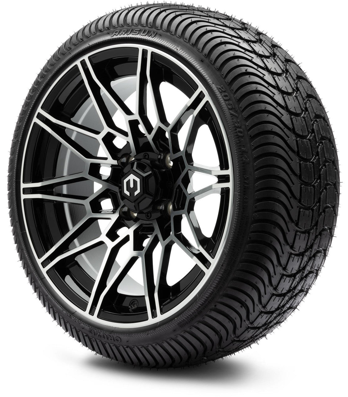 MODZ® 14" Galaxy Machined Black Wheels & Street Tires Combo