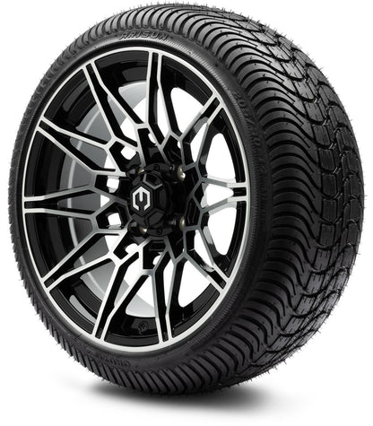 MODZ® 14" Galaxy Machined Black Wheels & Street Tires Combo