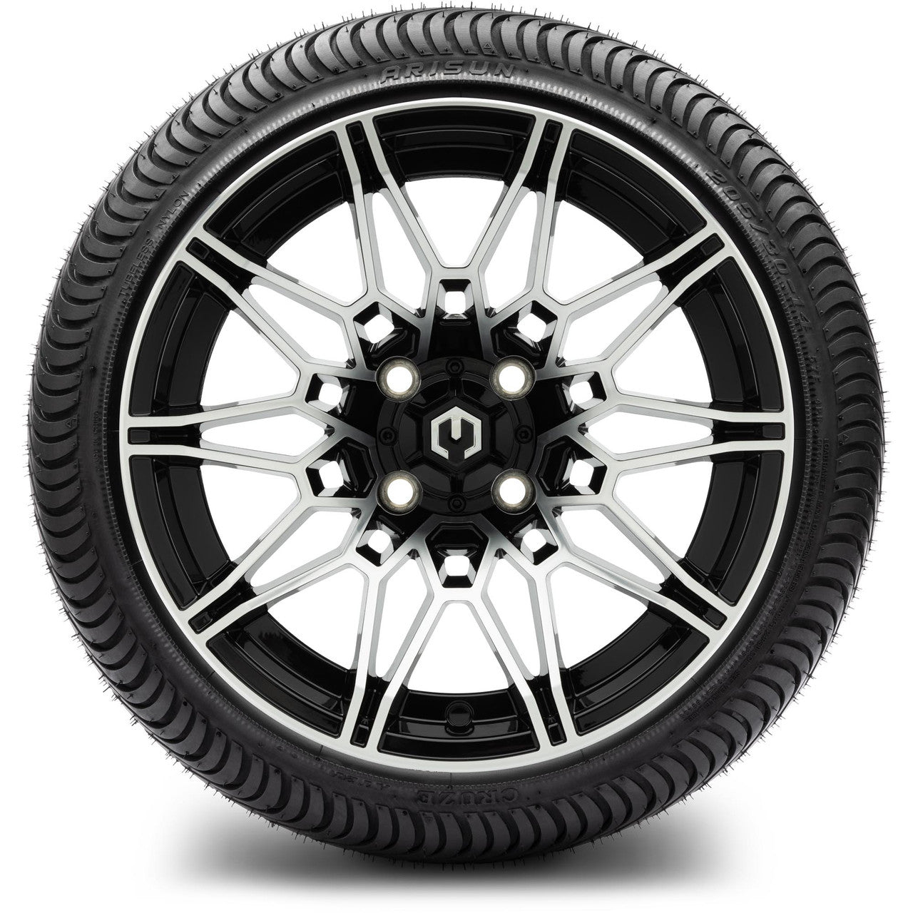 MODZ® 14" Galaxy Machined Black Wheels & Street Tires Combo