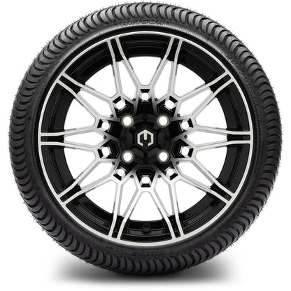 MODZ® 14" Galaxy Machined Black Wheels & Street Tires Combo