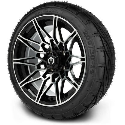 MODZ® 14" Galaxy Machined Black Wheels & Street Tires Combo