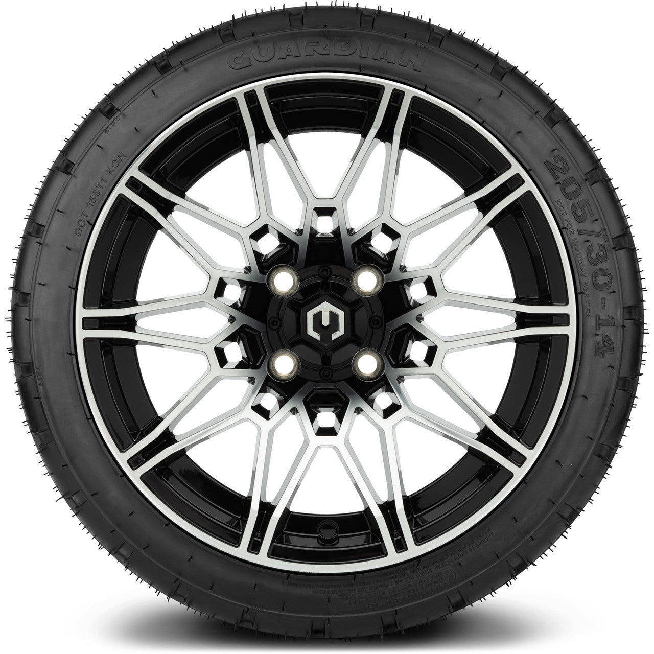 MODZ® 14" Galaxy Machined Black Wheels & Street Tires Combo
