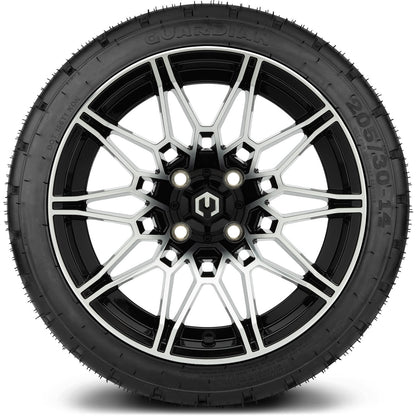 MODZ® 14" Galaxy Machined Black Wheels & Street Tires Combo