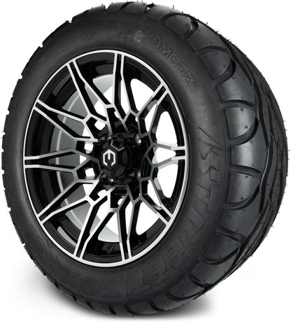 MODZ® 14" Galaxy Machined Black Wheels & Street Tires Combo