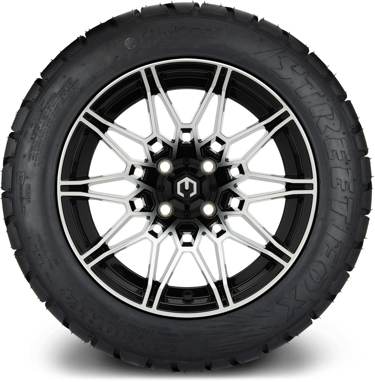 MODZ® 14" Galaxy Machined Black Wheels & Street Tires Combo