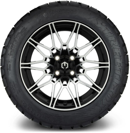 MODZ® 14" Galaxy Machined Black Wheels & Street Tires Combo