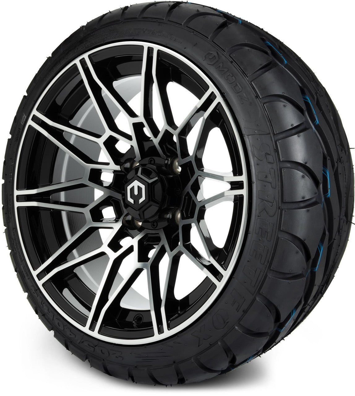 MODZ® 14" Galaxy Machined Black Wheels & Street Tires Combo