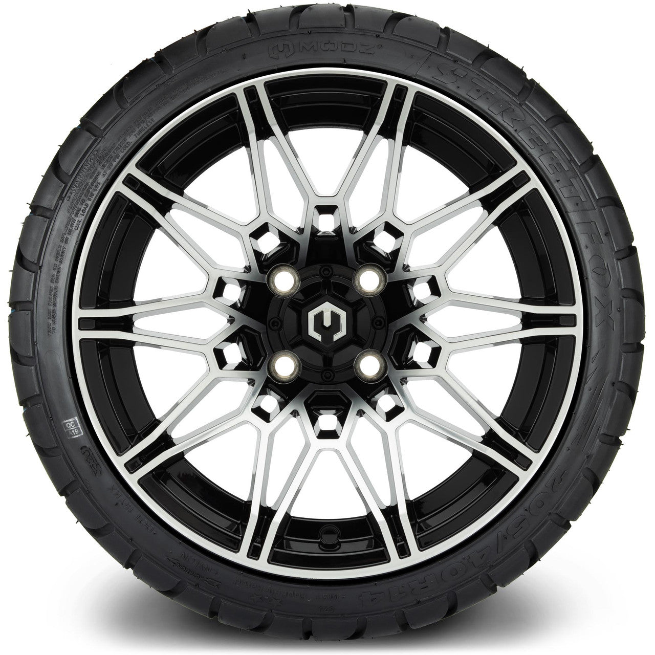 MODZ® 14" Galaxy Machined Black Wheels & Street Tires Combo