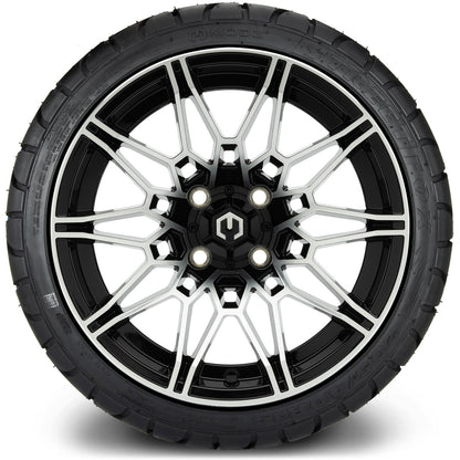 MODZ® 14" Galaxy Machined Black Wheels & Street Tires Combo