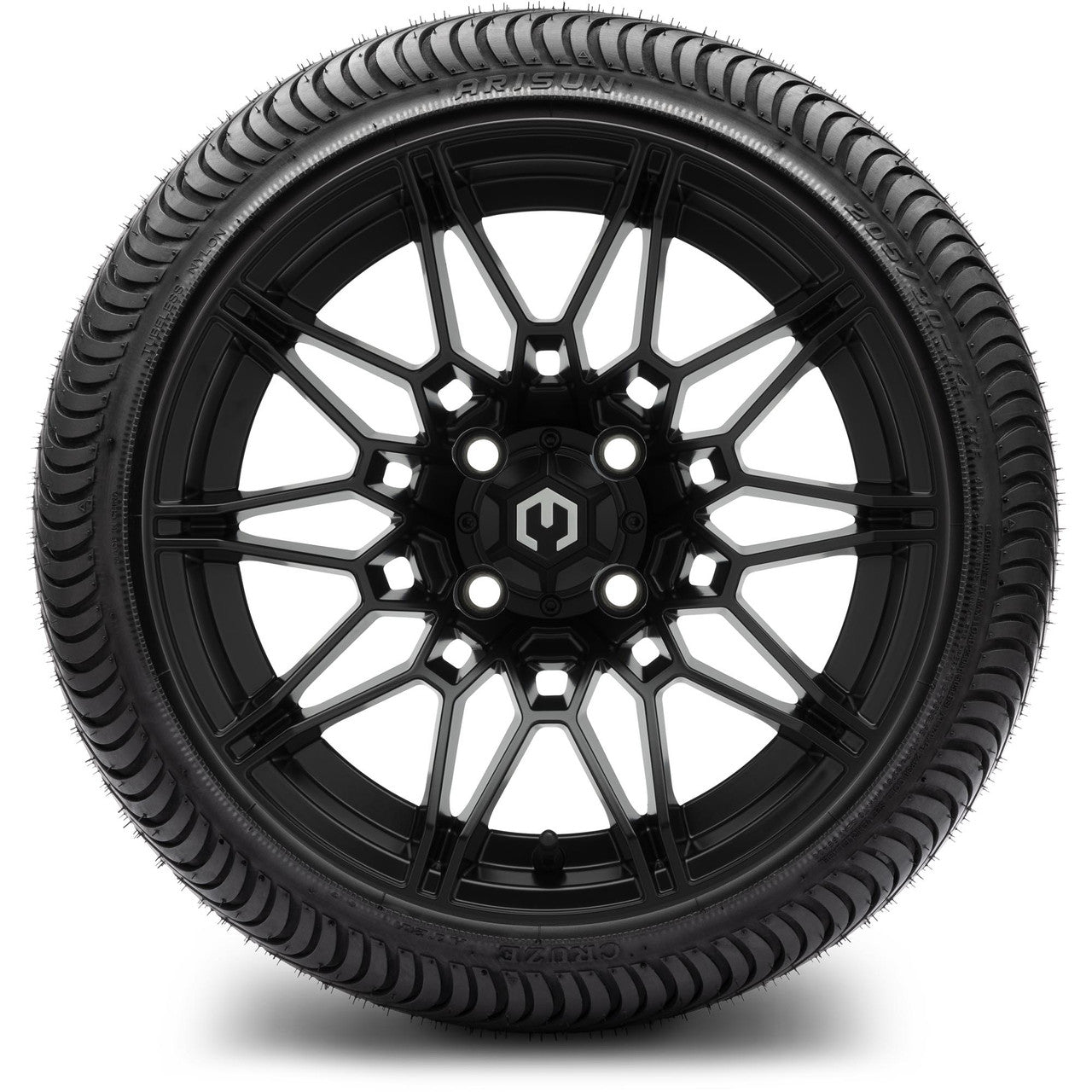 MODZ® 14" Galaxy Matte Black Wheels & Street Tires Combo