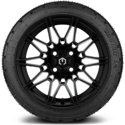 MODZ® 14" Galaxy Matte Black Wheels & Street Tires Combo
