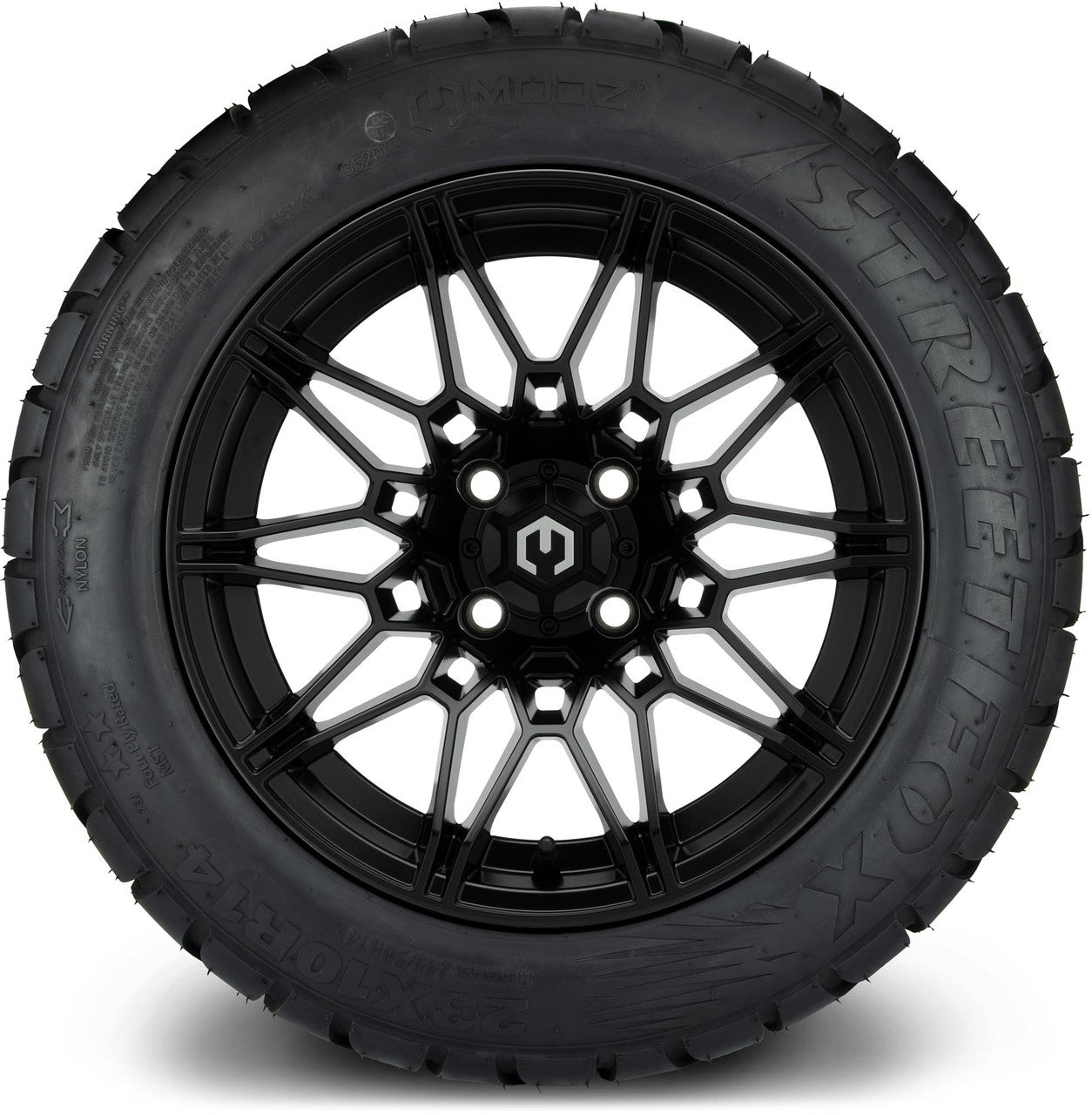 MODZ® 14" Galaxy Matte Black Wheels & Street Tires Combo