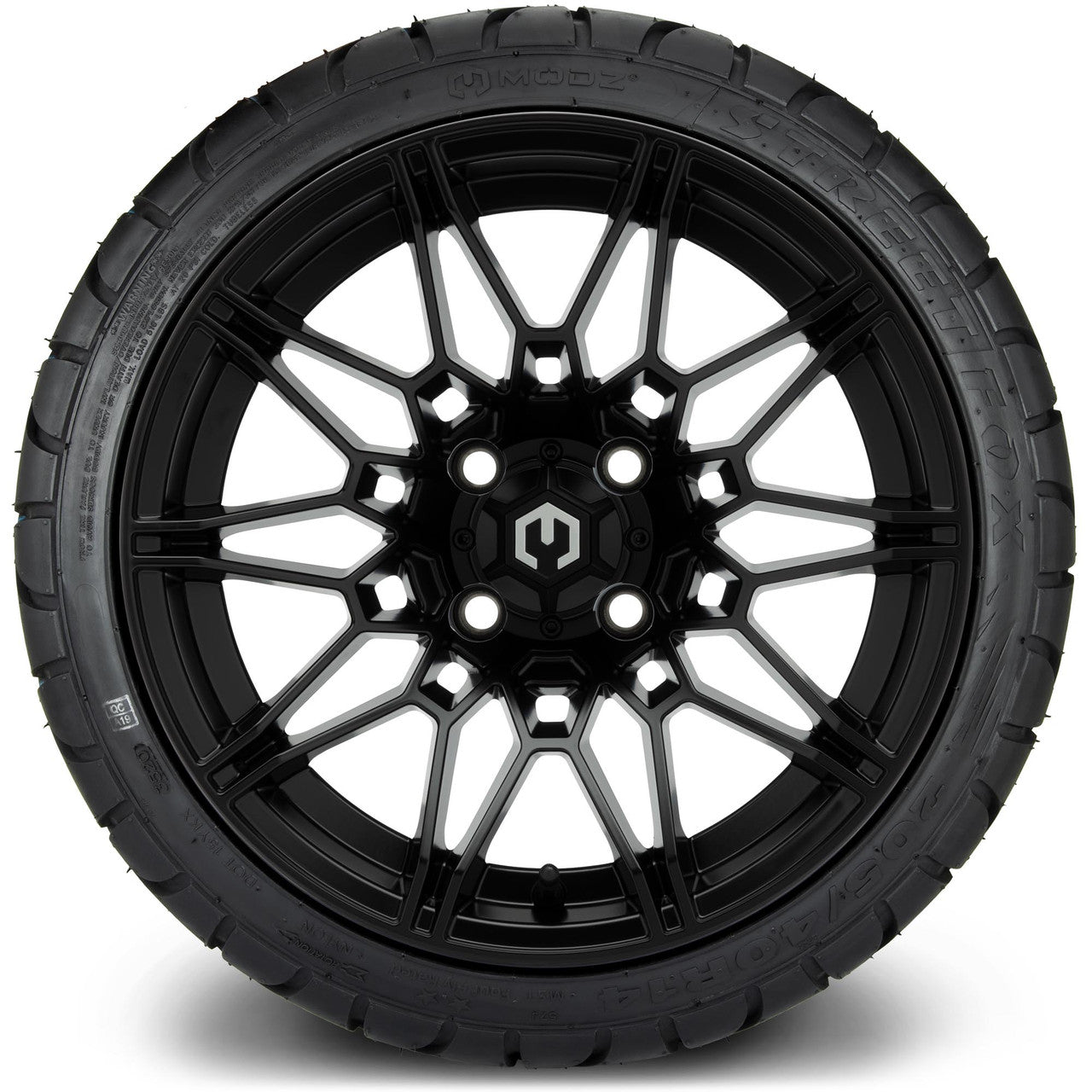 MODZ® 14" Galaxy Matte Black Wheels & Street Tires Combo