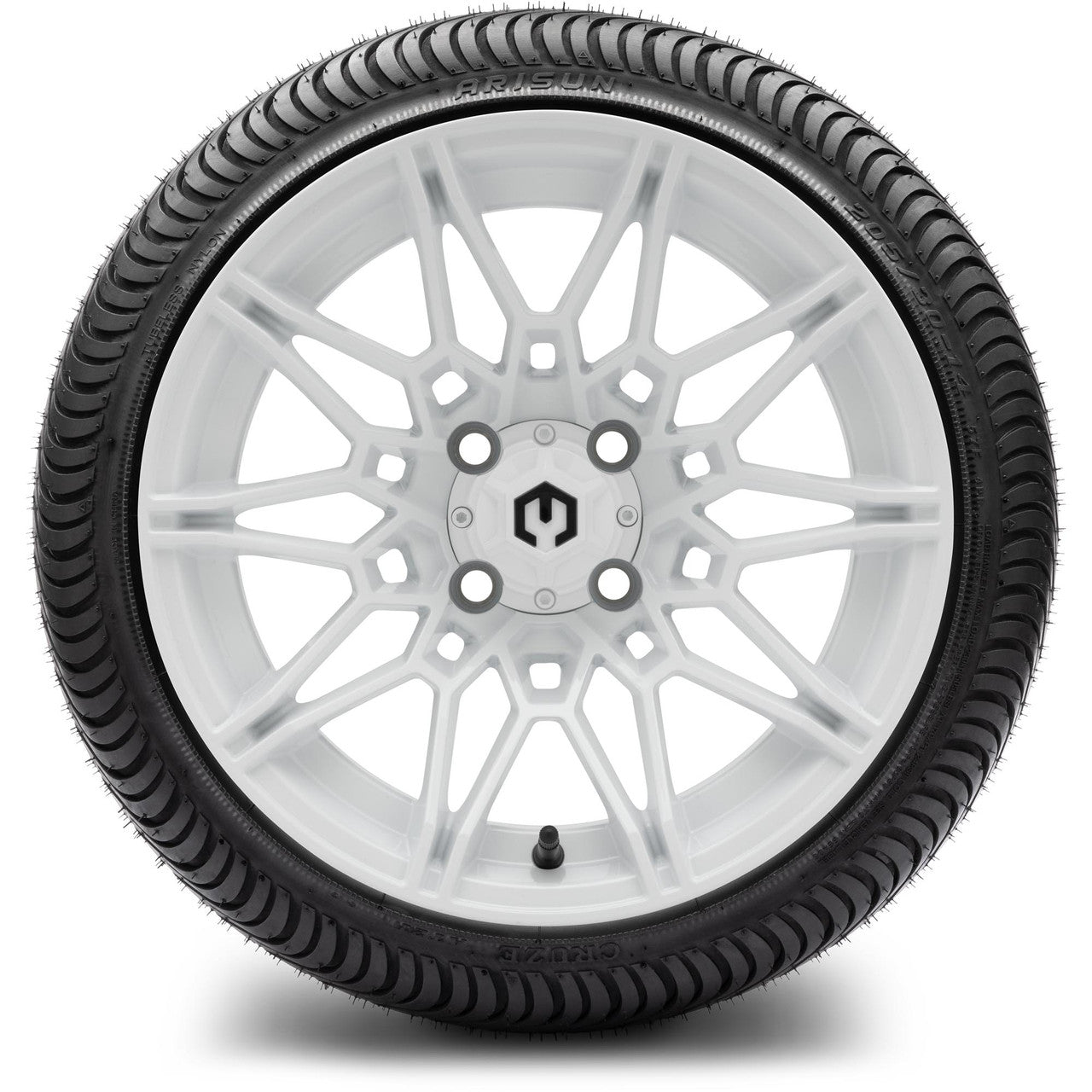 MODZ® 14" Galaxy Glossy White Wheels & Street Tires Combo