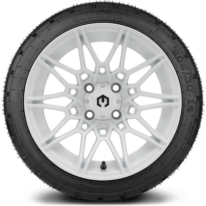 MODZ® 14" Galaxy Glossy White Wheels & Street Tires Combo
