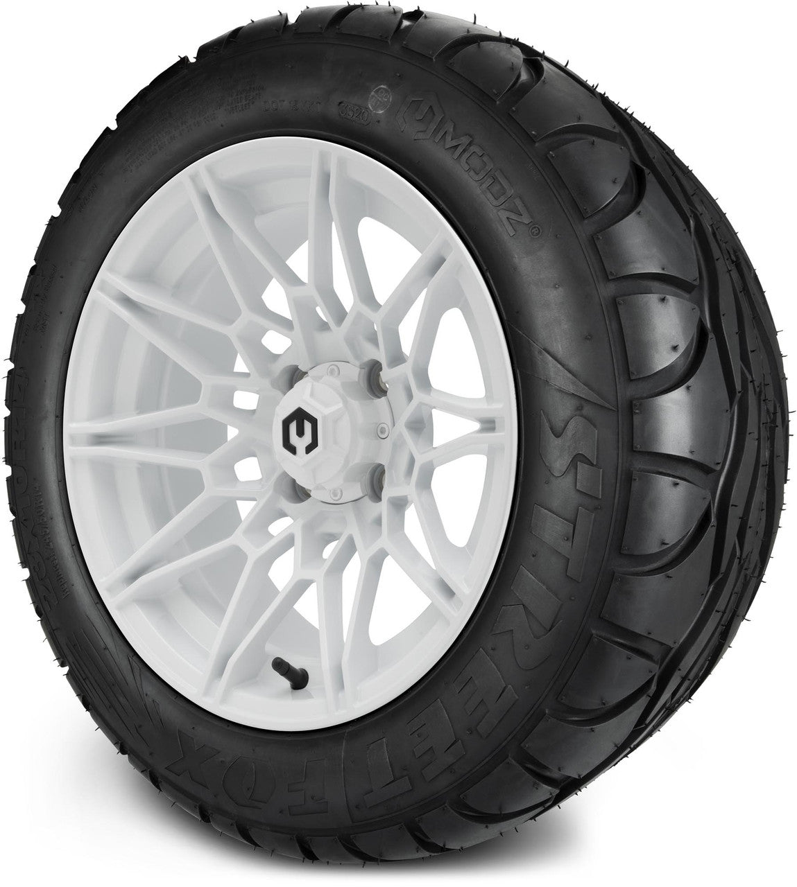 MODZ® 14" Galaxy Glossy White Wheels & Street Tires Combo