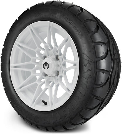 MODZ® 14" Galaxy Glossy White Wheels & Street Tires Combo