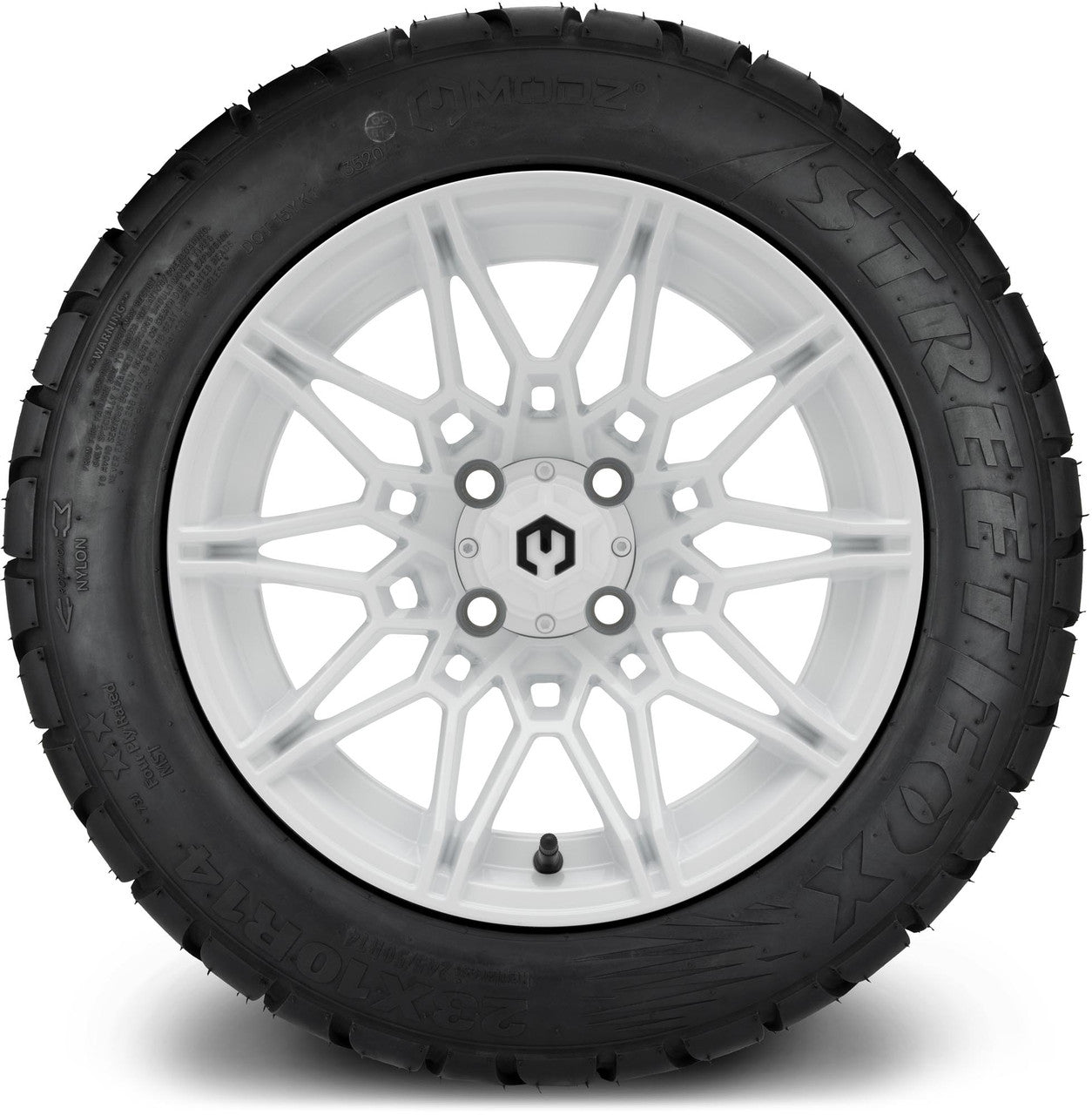 MODZ® 14" Galaxy Glossy White Wheels & Street Tires Combo