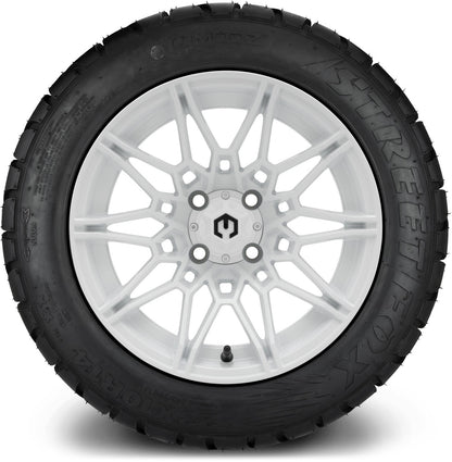 MODZ® 14" Galaxy Glossy White Wheels & Street Tires Combo